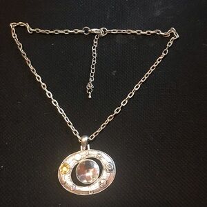 Crystal clear and silver necklace.